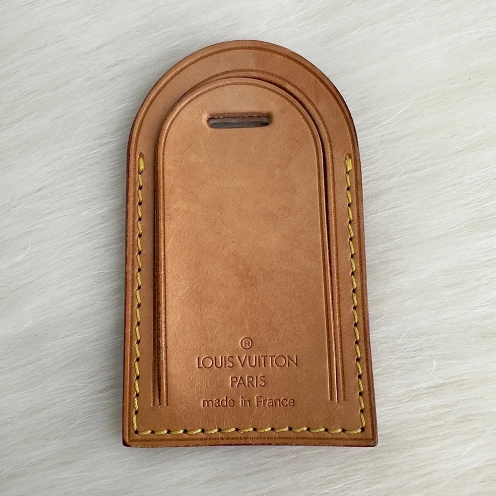 ✨Authentic LOUIS VUITTON Vachetta Leather Luggage Tag With Looping Strap Holder - Picture 4 of 16